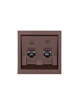 Розетка компьютерная + телефонная СП ZIMA IP20 механизм шоколад LEZARD 704-7388-143