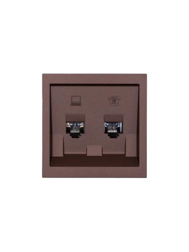Розетка компьютерная + телефонная СП ZIMA IP20 механизм шоколад LEZARD 704-7388-143
