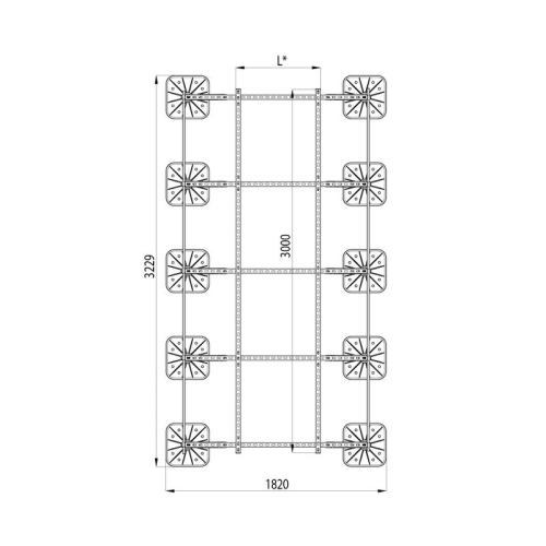 Конструкция опорная для установки оборудования TECHNORAPTOR FOOT 1500х3000 тип 3 KM-TR-F-SSEI-1500-3000-3 КМ TR0033