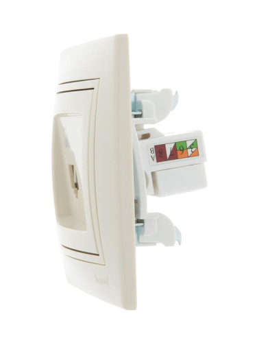 Розетка компьютерная 2-м СП Mira RJ45 16А IP20 со вставкой крем. LEZARD 701-0303-141