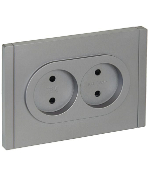 Розетка 2-м СП FORTE&PIANO FP525 10А без заземл. защ. шторки безвинт. крепл. сталь IEK FP-R23-10-1-K46
