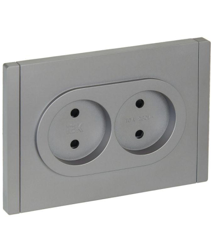 Розетка 2-м СП FORTE&PIANO FP525 10А без заземл. защ. шторки безвинт. крепл. сталь IEK FP-R23-10-1-K46