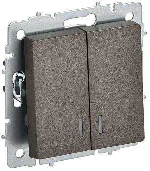 Выключатель 2-кл. BRITE 10А ВС10-2-9-БрТБ для отелей с индик. механизм бронза IEK BR-V20-2-10-K45