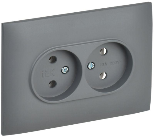 Розетка 2-м SKANDY 10А без заземл. без защ. шторок в сборе SK-R10Gr сер. IEK SK-R20-10-K03-F