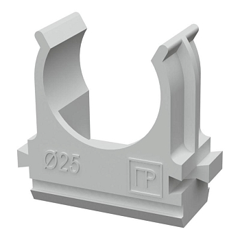 Держатель для труб (клипса) d25мм АБС-пластик в п/э (уп.100шт) Промрукав PR.02625