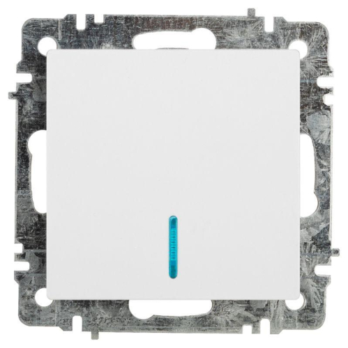 Выключатель Intro Accent 6-102-01 с подсветкой 10А-250В IP20 СУ AL/CU бел. Intro Б0063445