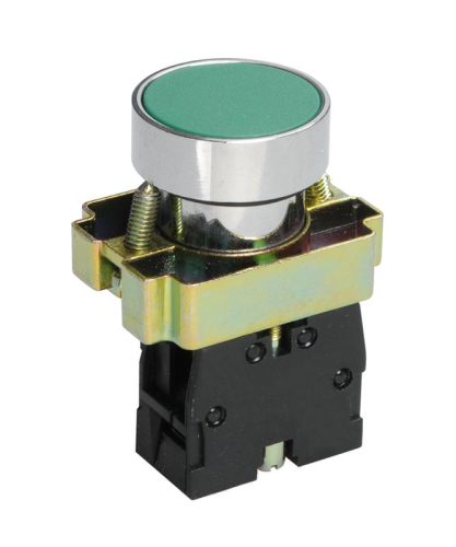 Выключатель кнопочный LAY5-ВА31 без подсветки 1НО цилиндр хром d22мм зел. Электротехник ET012086