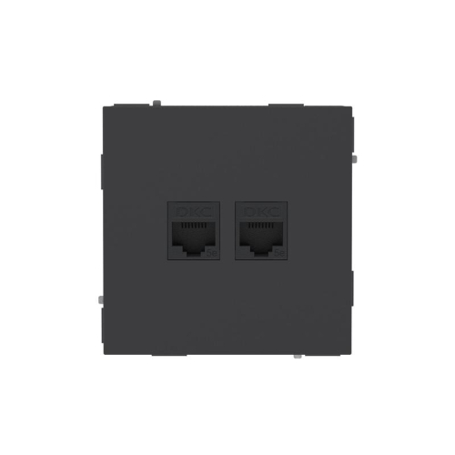 Розетка компьютерная 2-м KANT RJ45 кат.5E без шторки черн. уголь DKC 7012664