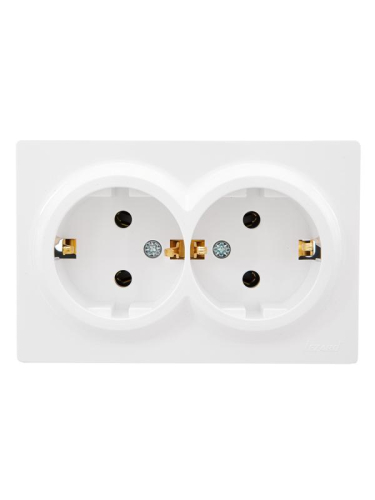 Розетка 2-м ОП LETO с заземл. закрытый корпус ПБТ бел. LEZARD 752-0200-127B
