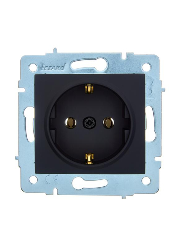 Розетка 1-м СП ASTI 16А IP20 с заземл. термопласт механизм черн. бархат. LEZARD 7081-4288-122B