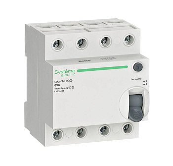 Выключатель дифференциального тока City9 Set 4п 63А 100мА A-S 400В SE C9R76463