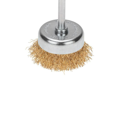 Щетка чашечная для дрели витая латунированная проволока 50мм Kranz KR-91-1253