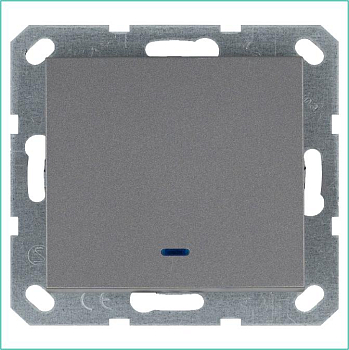 Выключатель 1-кл. 10А IP20 с подсветкой механизм алюм. Jasmart G3011NS