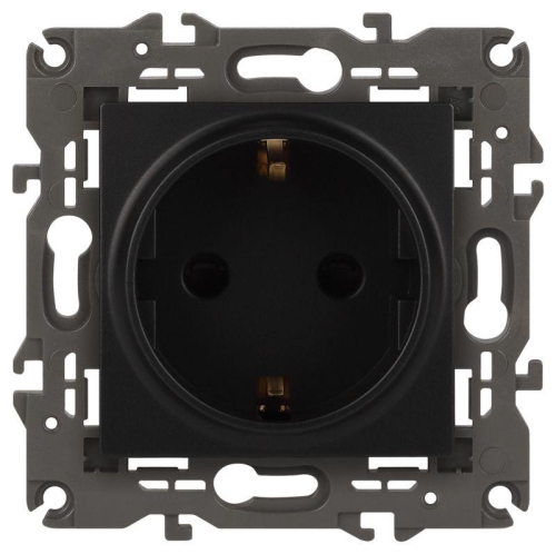Розетка 1-м СП Эра Elegance 14-2101-05 16А IP20 16AX 250В 2P+E Schuko антрацит Эра Б0034269