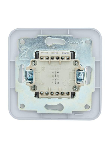 Переключатель проходной 2-кл.СП ASTI 10А IP20 в сборе бел. LEZARD 7081-0202-106