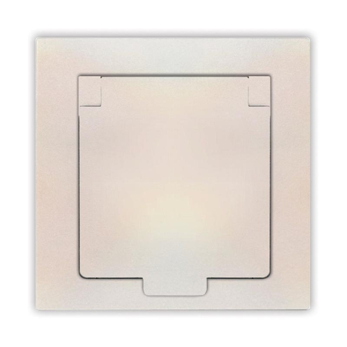 Розетка 1-м СП Афина 16А IP20 с заземл. с крышкой в сборе жемчуж. Universal A0029-OBr