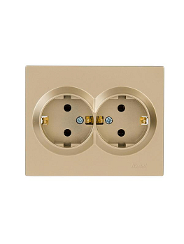 Розетка VESNA двойная с заземл. ПБТ зол. LEZARD 742-3600-127B