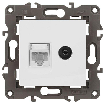 Розетка ЭРА Elegance 14-3110-01М RJ45+TV матов. бел. Эра Б0065767