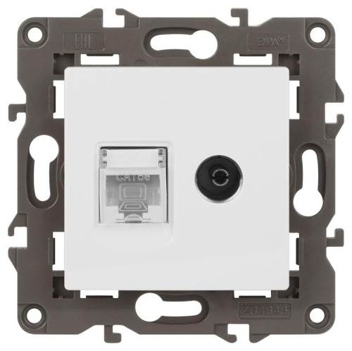 Розетка ЭРА Elegance 14-3110-01М RJ45+TV матов. бел. Эра Б0065767