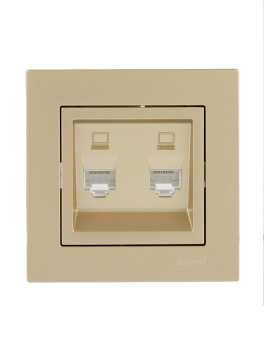 Розетка компьютерная двойн. VESNA зол. LEZARD 742-3688-141