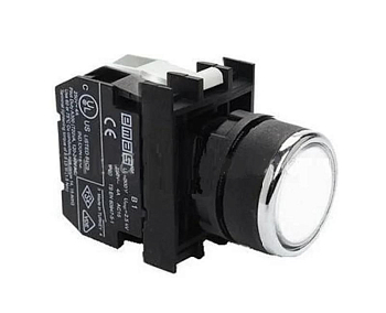 Кнопка с подсветкой-светодиод (1HO) 12-30В перем. и пост. тока бел. EMAS B150DB