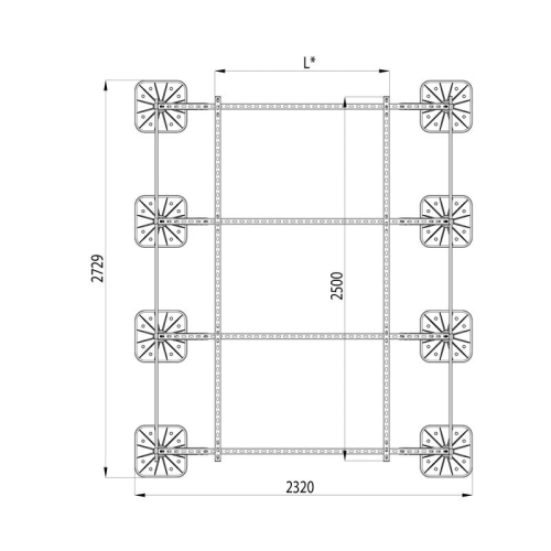 Конструкция опорная для установки оборудования TECHNORAPTOR FOOT 2000х2500 KM-TR-F-SSEI-2000-2500 КМ TR0044