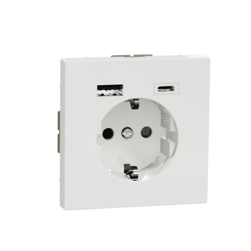 Розетка 1-м СП 3мод. Merten D-Life 16А IP20 со встроен. зарядн. устройством USB A+C 3А бел. лотос SchE MTN2367-6035