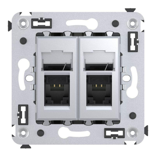 Розетка 2-м RJ-45 СП кат.5e Avanti "Закаленная сталь" DKC 4404464