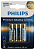 Элемент питания алкалиновый AAA/LR03 1.5В Premium (блист. 4шт) Philips Б0062755