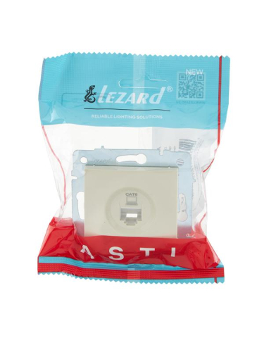 Розетка компьютерная 1-м СП ASTI IP20 RJ45 механизм Cat 6e крем. LEZARD 7081-0388-140