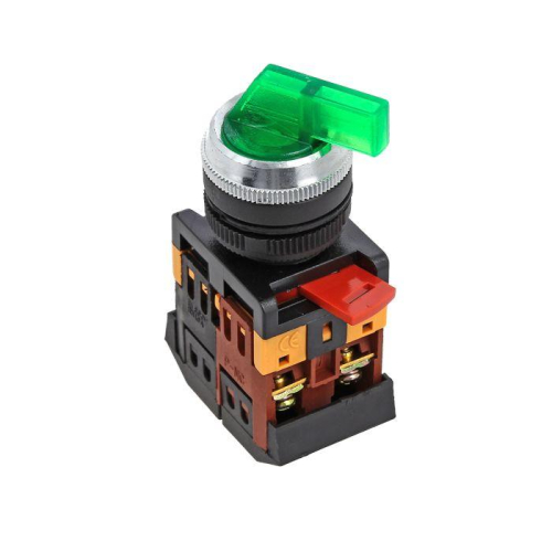 Переключатель ANLC-22 2P зел. с подсветкой 380В NO+NC EKF psw-anlc-2p-g-380