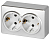 Розетка 2-м ОП Эксперт 11-2205-03 16А IP20 250В 2х2P+E Schuko с заземл. алюм. Эра Б0063046