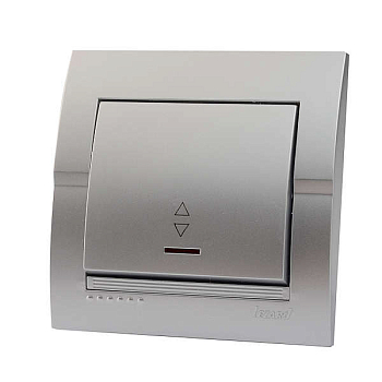 Переключатель проходной 1-кл. СП Deriy 10А IP20 с подсветкой серебр. метал. LEZARD 702-2828-114