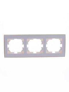 Рамка 3-м Rain горизонт. с зол. боковой вставкой бел. LEZARD 703-0226-148