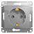 Розетка 1-м СП Glossa 16А IP20 с заземл. защ. шторки механизм алюм. SE GSL000345