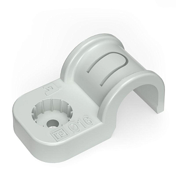 Крепеж-скоба односторонняя d16мм для прямого монтажа атмосф. пластик. сер. (уп.50шт) Промрукав PR13.0368