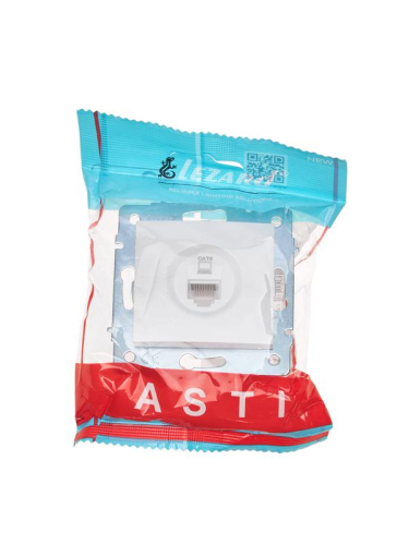 Розетка компьютерная 1-м СП ASTI IP20 RJ45 механизм Cat 6e бел. LEZARD 7081-0288-140