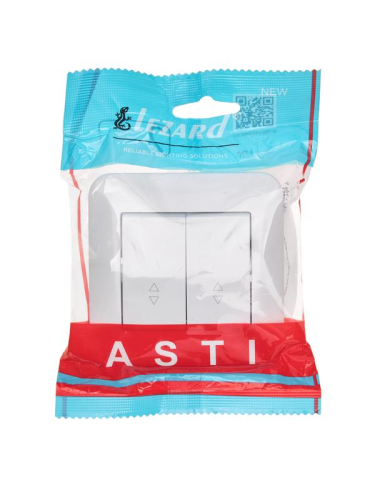 Переключатель проходной 2-кл.СП ASTI 10А IP20 в сборе бел. LEZARD 7081-0202-106