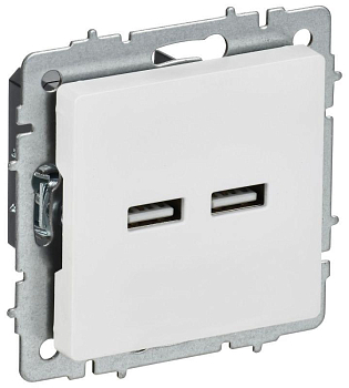 Розетка BRITE РЮ10-1-БрАБ USB A+A 3.1А механизм арктич. бел. IEK BR-U21-D31-K91