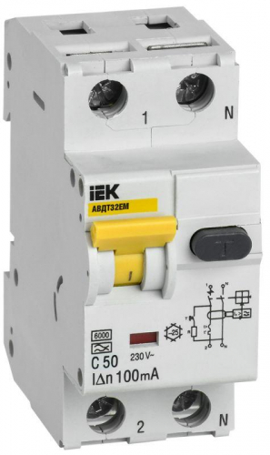 Выключатель автоматический дифференциального тока C 50А 100мА АВДТ32EM IEK MVD14-1-050-C-100
