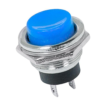 Выключатель-кнопка 220В 2А (2с) ON-OFF d16.2 (RWD-306) металл син. Rexant 36-3352