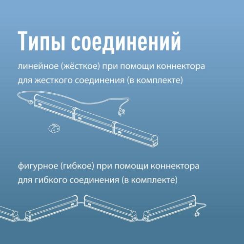 Светильник светодиодный Т5 ДБО 9Вт 4000К 230В линейный (набор для подключения в комплекте) КОСМОС KOC_DBO_9W4K