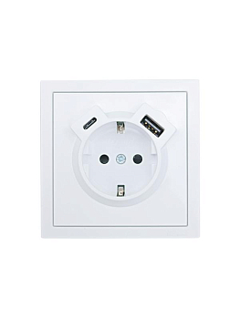 Розетка 1-м СП ZIMA IP20 Type-C + USB с заземл. механизм бел. LEZARD 704-0288-181TC