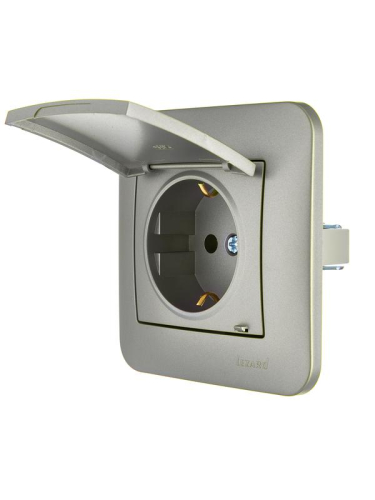 Розетка 1-м СП ASTI 16А IP20 с заземл. с крышкой термопласт в сборе платина. LEZARD 7081-3535-123В