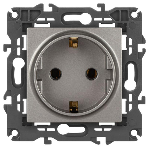 Розетка ЭРА Elegance 14-2101-16 2P+E Schuko 16А-250В титан Эра Б0065802