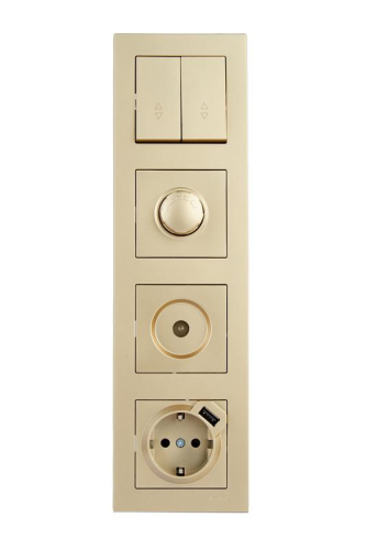 Рамка 4-м VESNA вертик. без вставки зол. LEZARD 742-3600-154