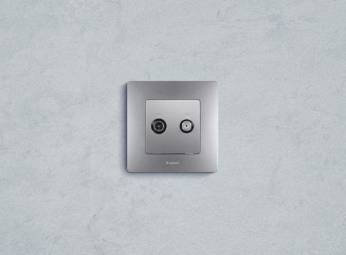 Розетка телевизионная TV/SAT СП Etika двухкабельная механизм алюм. IEK 672457