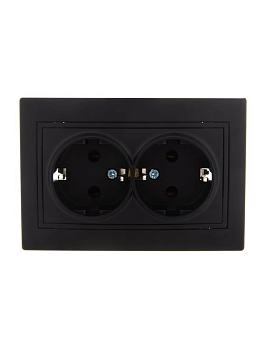 Розетка 2-м СП Mira 16А IP20 с заземл. керамика черн. бархат LEZARD 701-4242-127