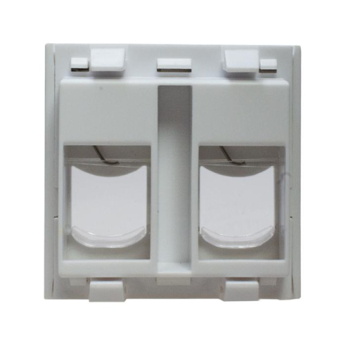 Панель лицевая 2 порта 45х45 Keystone шторки откидное маркировочное окно SUPRLAN 10-0302