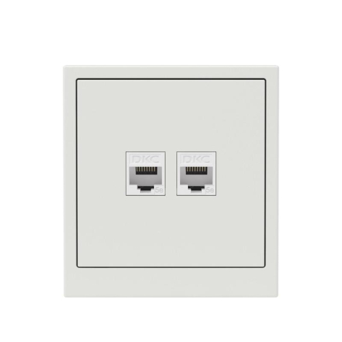 Розетка компьютерная 2-м KANT RJ45 кат.5E без шторки бел. песок DKC 7010664